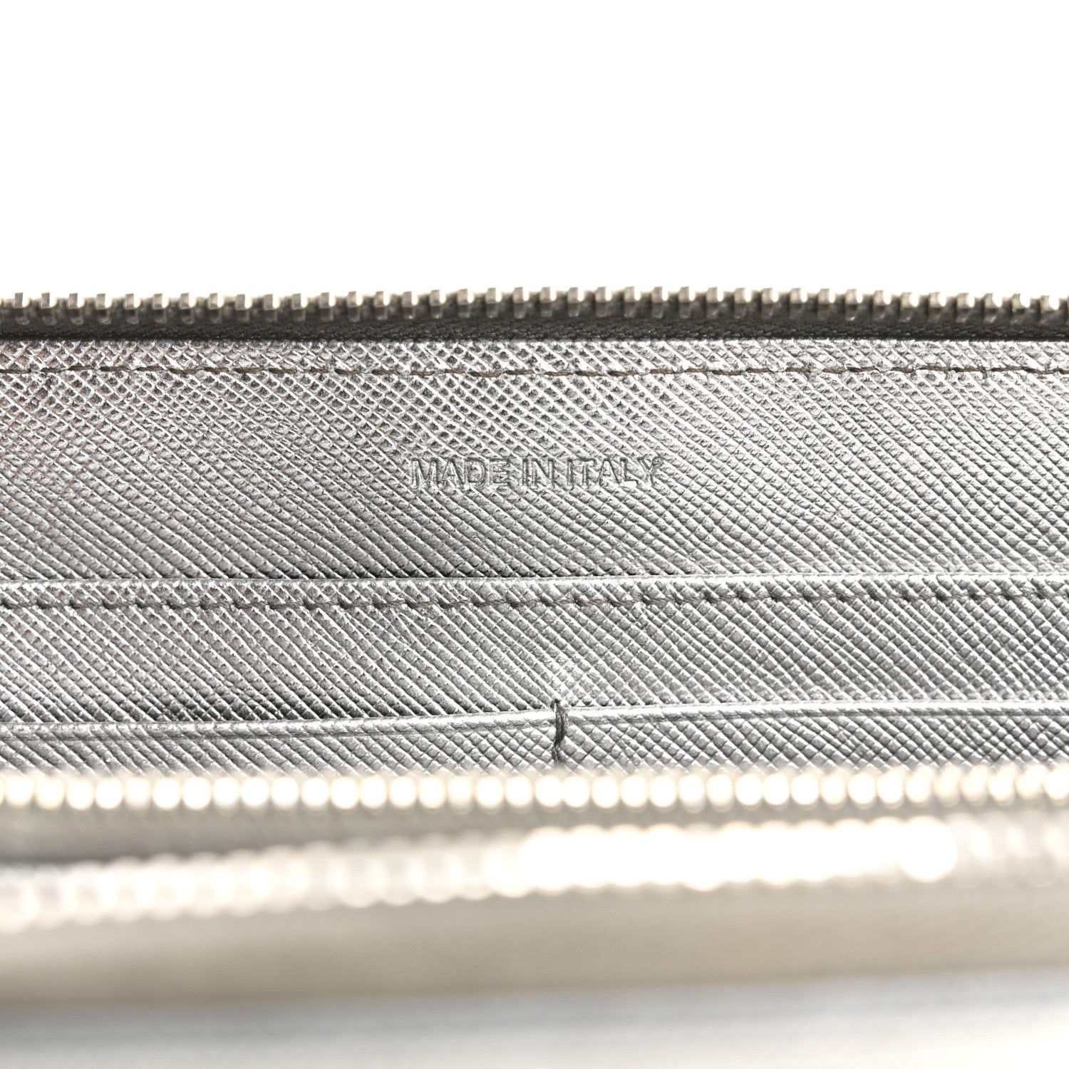 Prada Saffiano Metal Zip Around Wallet Argento 7 of 18