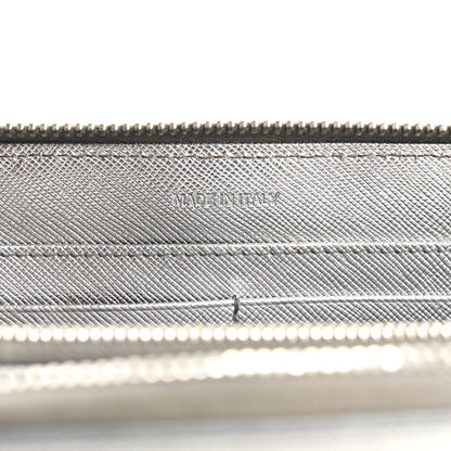 Prada Saffiano Metal Zip Around Wallet Argento 7 of 18
