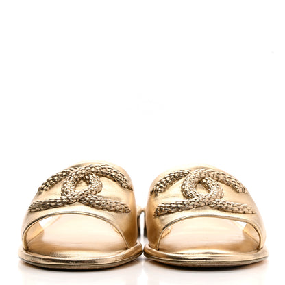 Chanel Metallic Lambskin CC Braided Mules 39.5 Gold 3 of 12