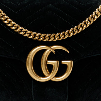 Gucci Velvet Matelasse Medium GG Marmont Shoulder Bag Black 8 of 10