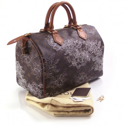 Louis Vuitton Monogram Dentelle Speedy 30 Silver 3 of 8