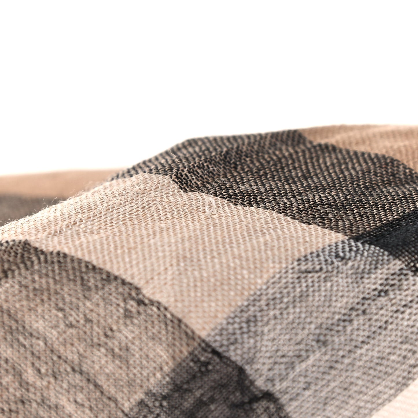 Wool Silk Giant Check Lightweight Scarf Camel