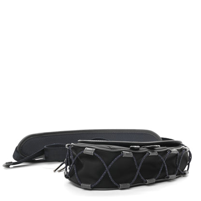 Christian Dior X SACAI Grained Calfskin Technical Fabric Mens Saddle Bag Black 4 of 9