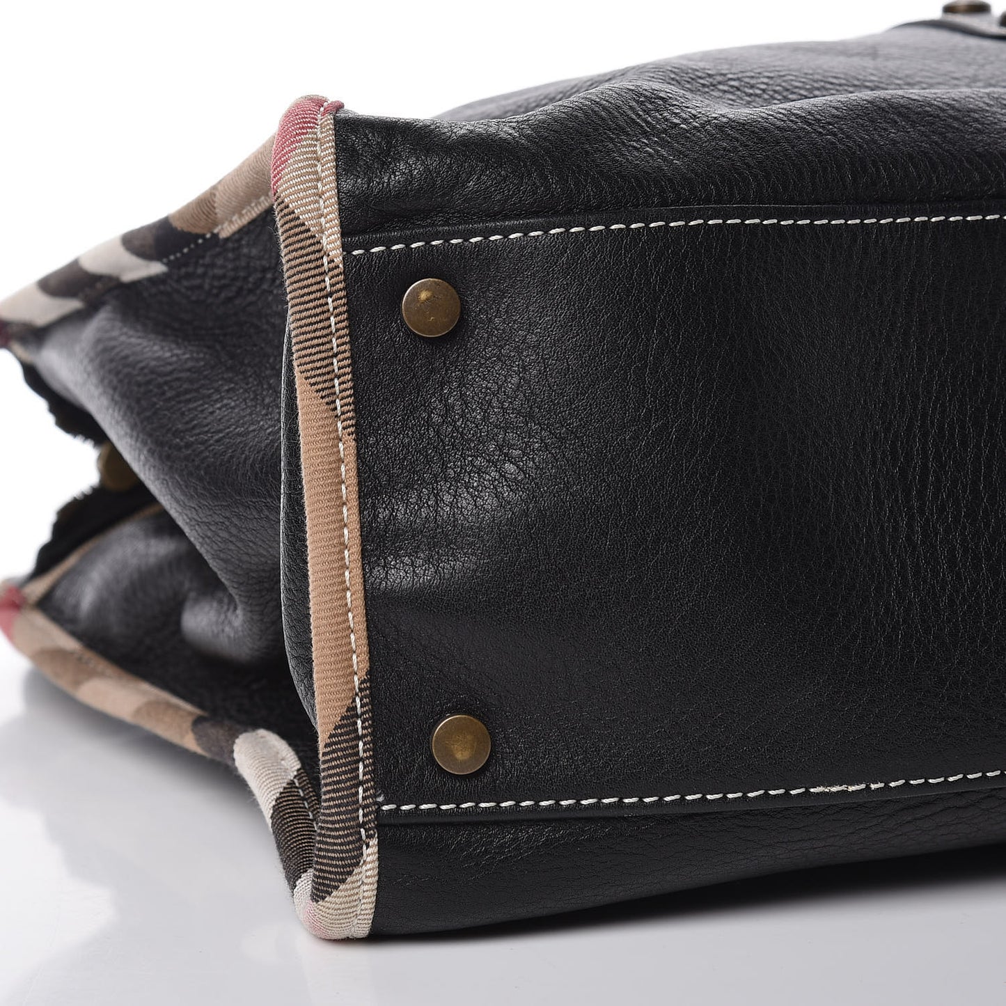 Grainy Calfskin Nova Check Tote Black