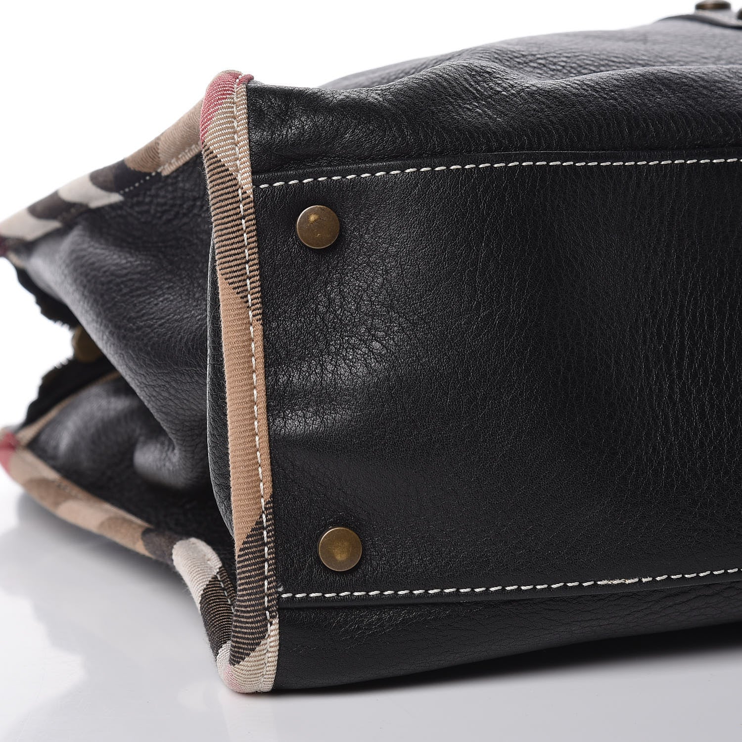 Burberry Grainy Calfskin Nova Check Tote Black 8 of 13