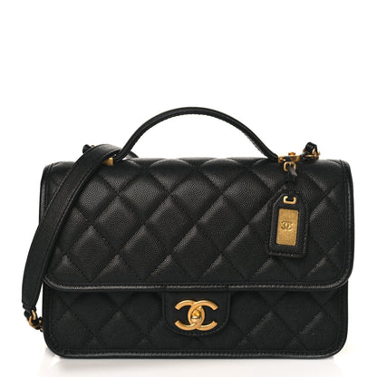 Chanel Caviar Quilted School Memory Small Top Handle Flap Black 1 of 9