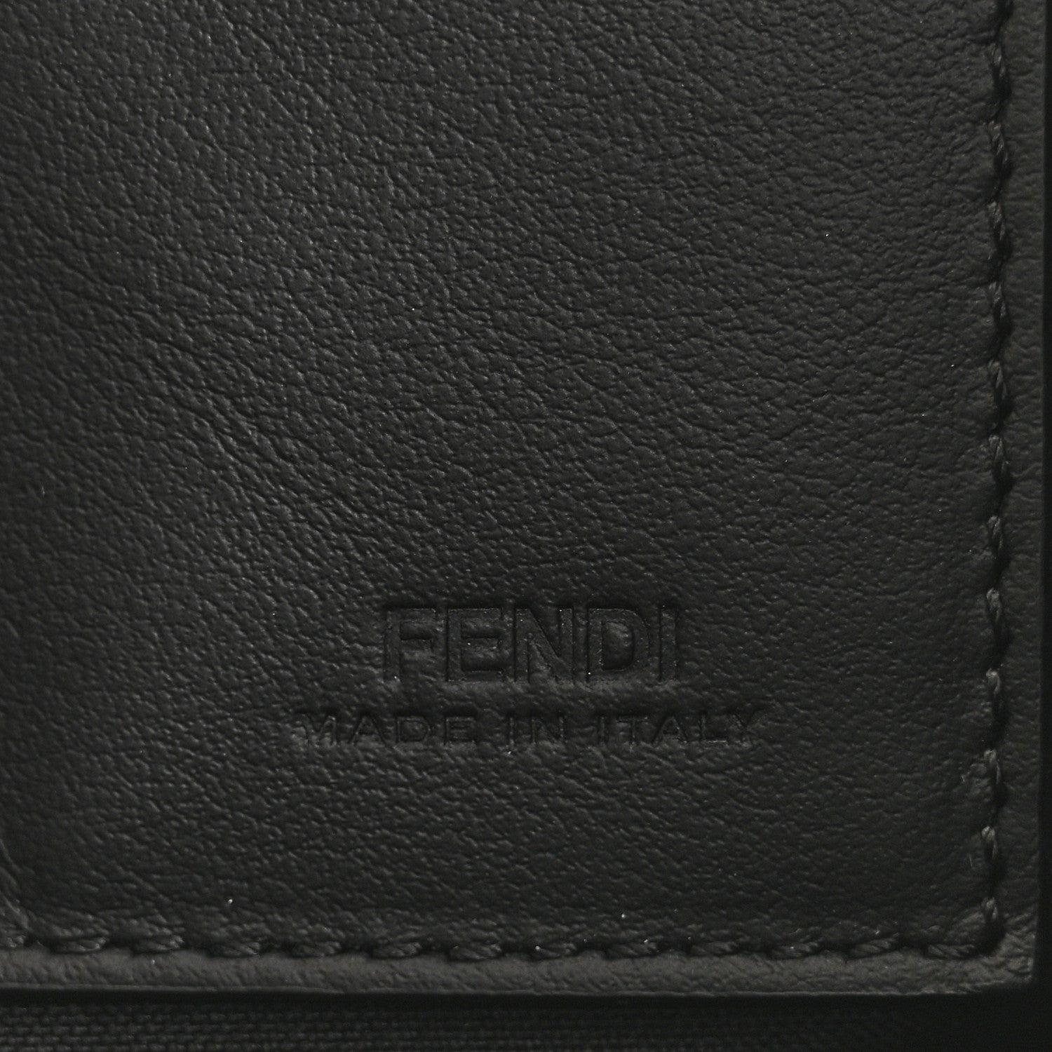 Fendi Glazed Fabric Vitello Century FF 1974 Stamp Patch Large Flat Pouch Mogano Panna Black 6 of 12