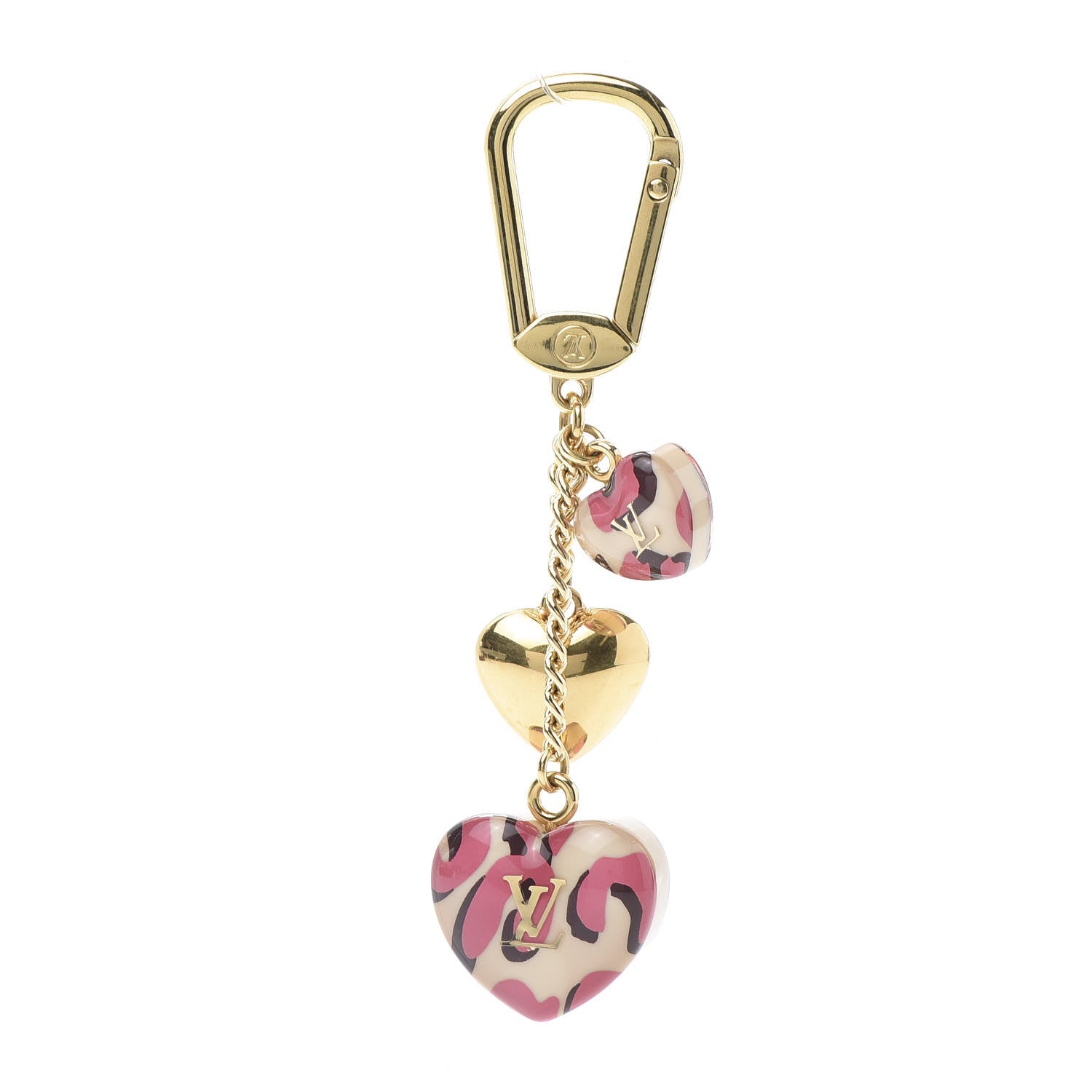 Louis Vuitton Leopard Heart Bag Charm Key Holder Blanc Corail 3 of 4