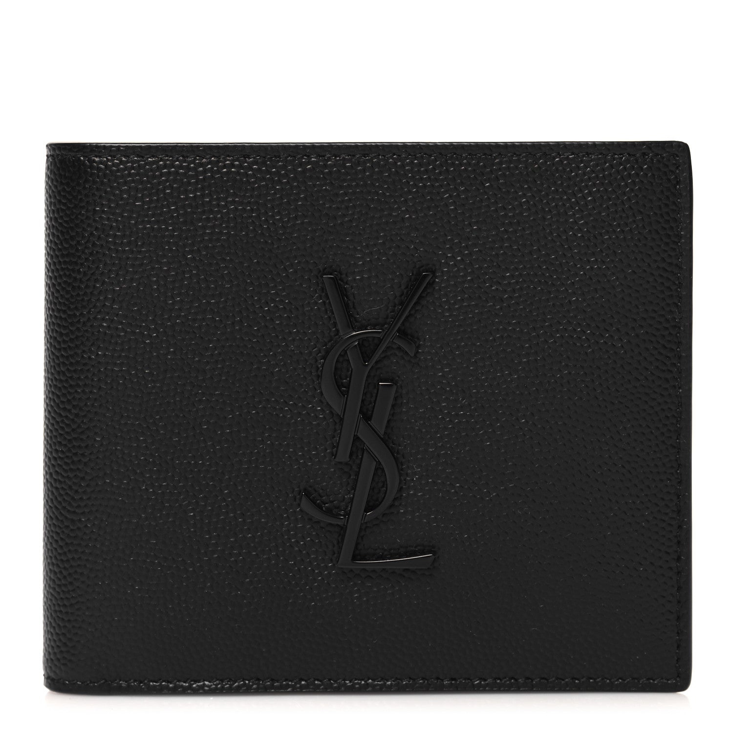 Saint Laurent Grain De Poudre Monogram Bifold Wallet Black 1 of 8