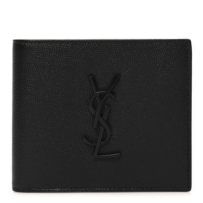 Saint Laurent Grain De Poudre Monogram Bifold Wallet Black 1 of 8