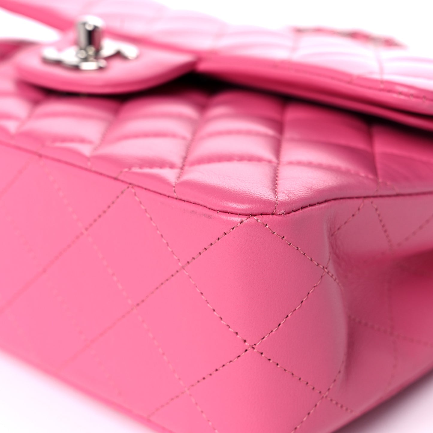 Lambskin Quilted Small Double Flap Pink