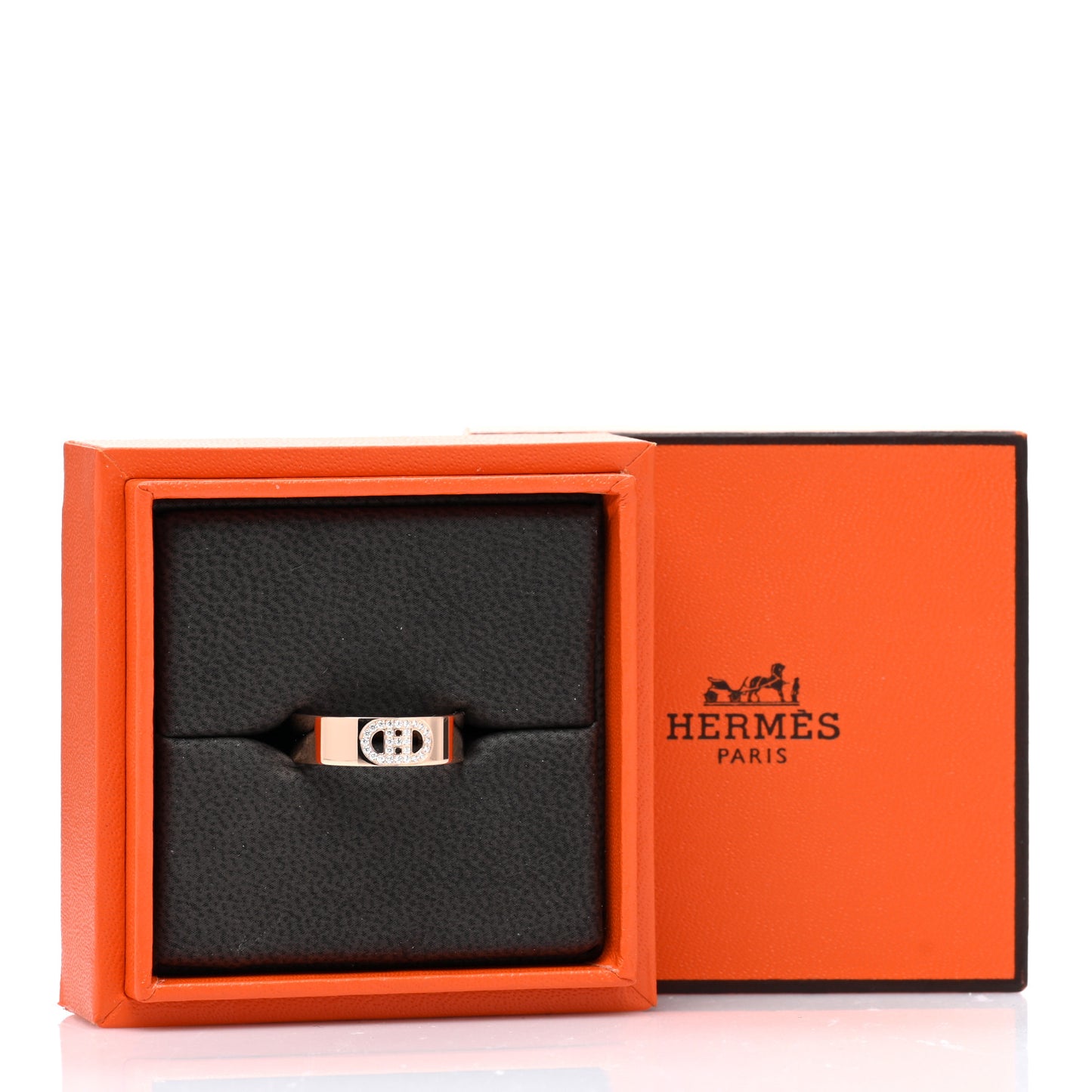 18K Rose Gold Diamond PM H D'Ancre Ring 55 7.25