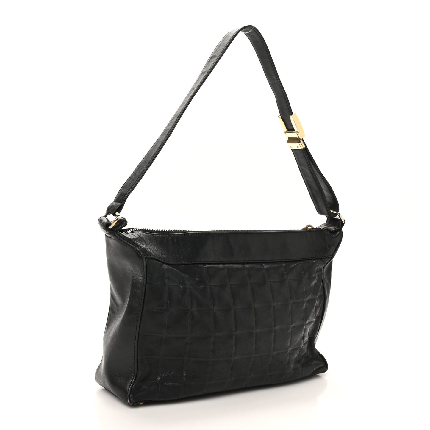 Lambskin Quilted Medium Chocolate Bar Shoulder Bag Black
