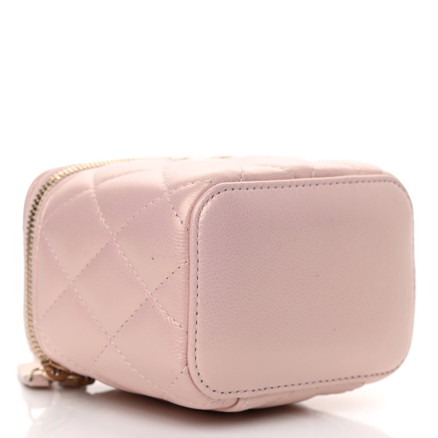 Chanel Iridescent Caviar Quilted Mini Pearl On Top Vanity Case With Chain Light Pink 4 of 11
