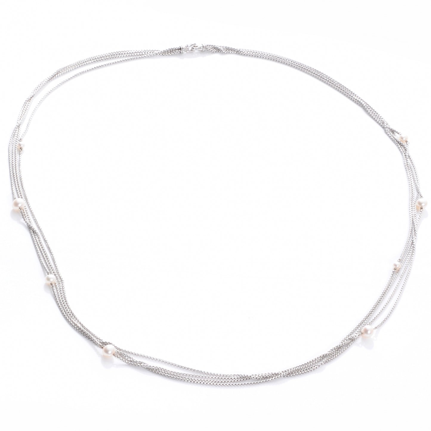 Sterling Silver Pearl Multi Chain Necklace 36in