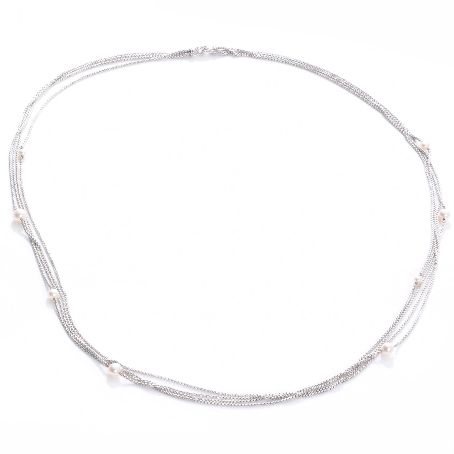 David Yurman Sterling Silver Pearl Multi Chain Necklace 36in 3 of 4