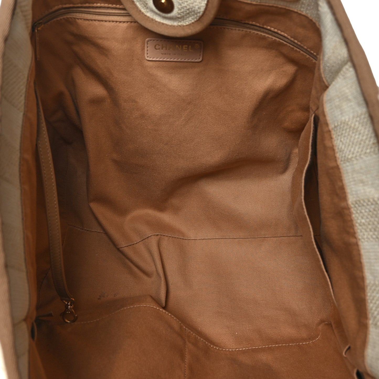 Mixed Fibers Striped Medium Deauville Tote Beige