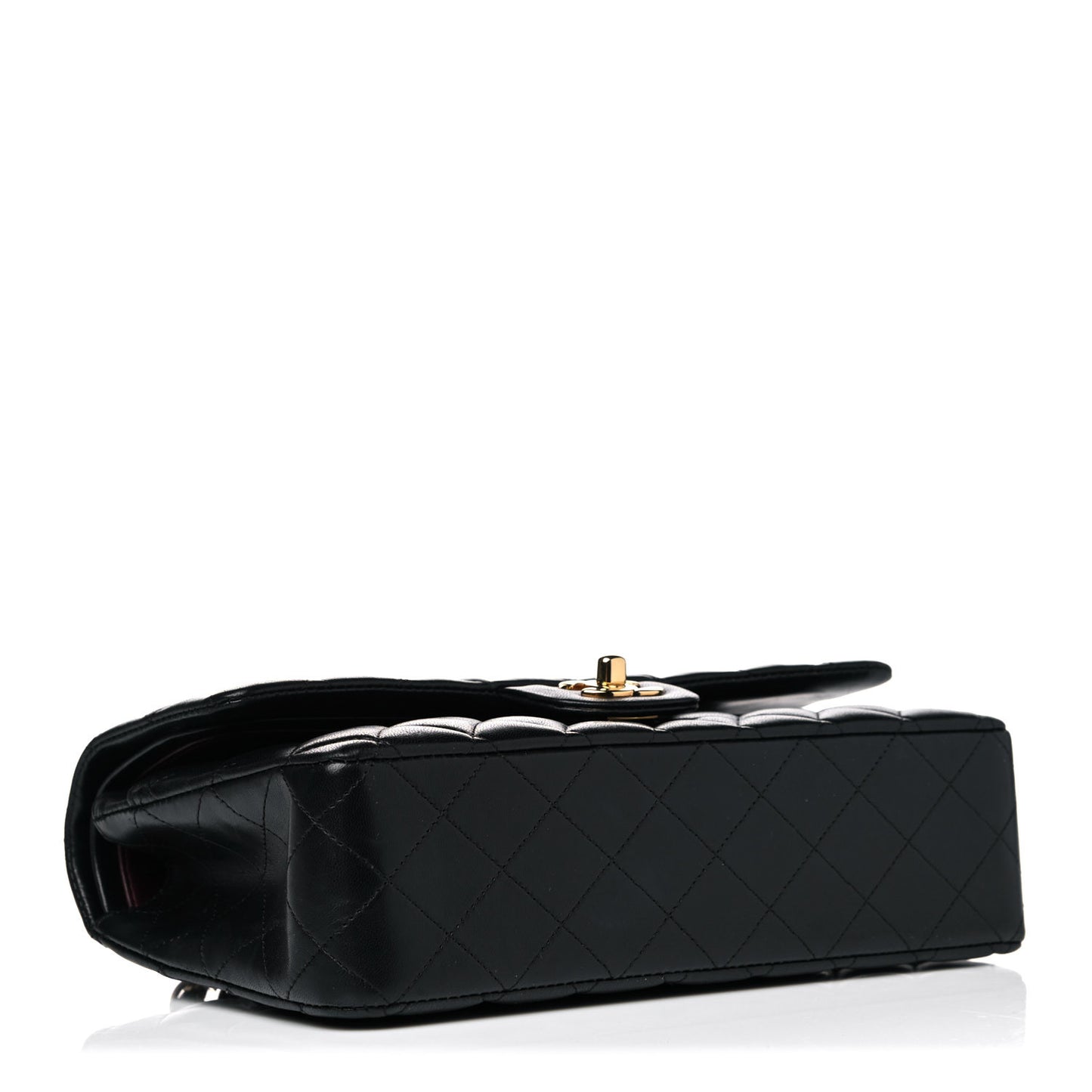 Lambskin Quilted Medium Double Flap Black