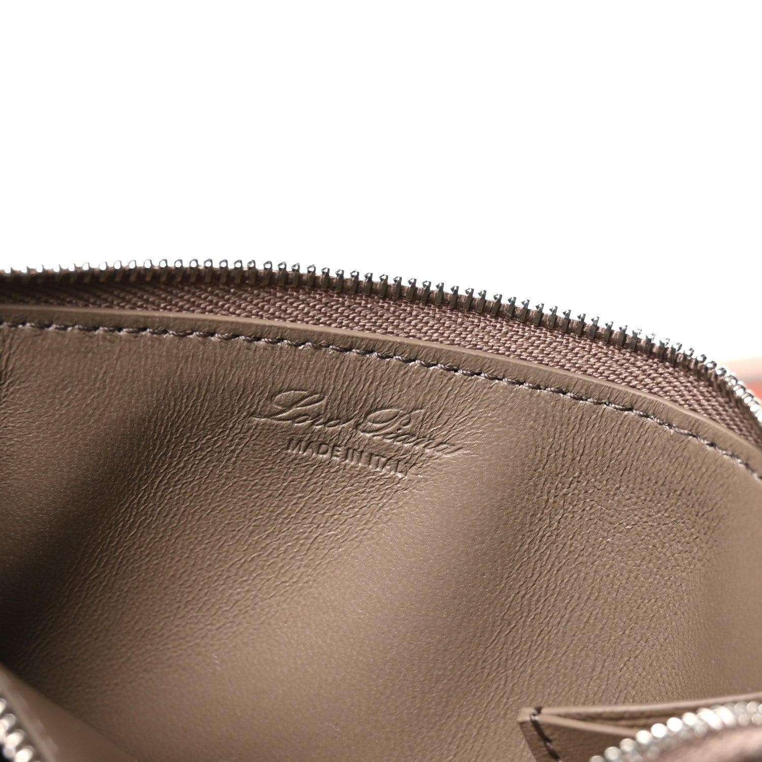 Loro Piana Grained Calfskin Extra Zip Pouch Warm Mastic 6 of 7