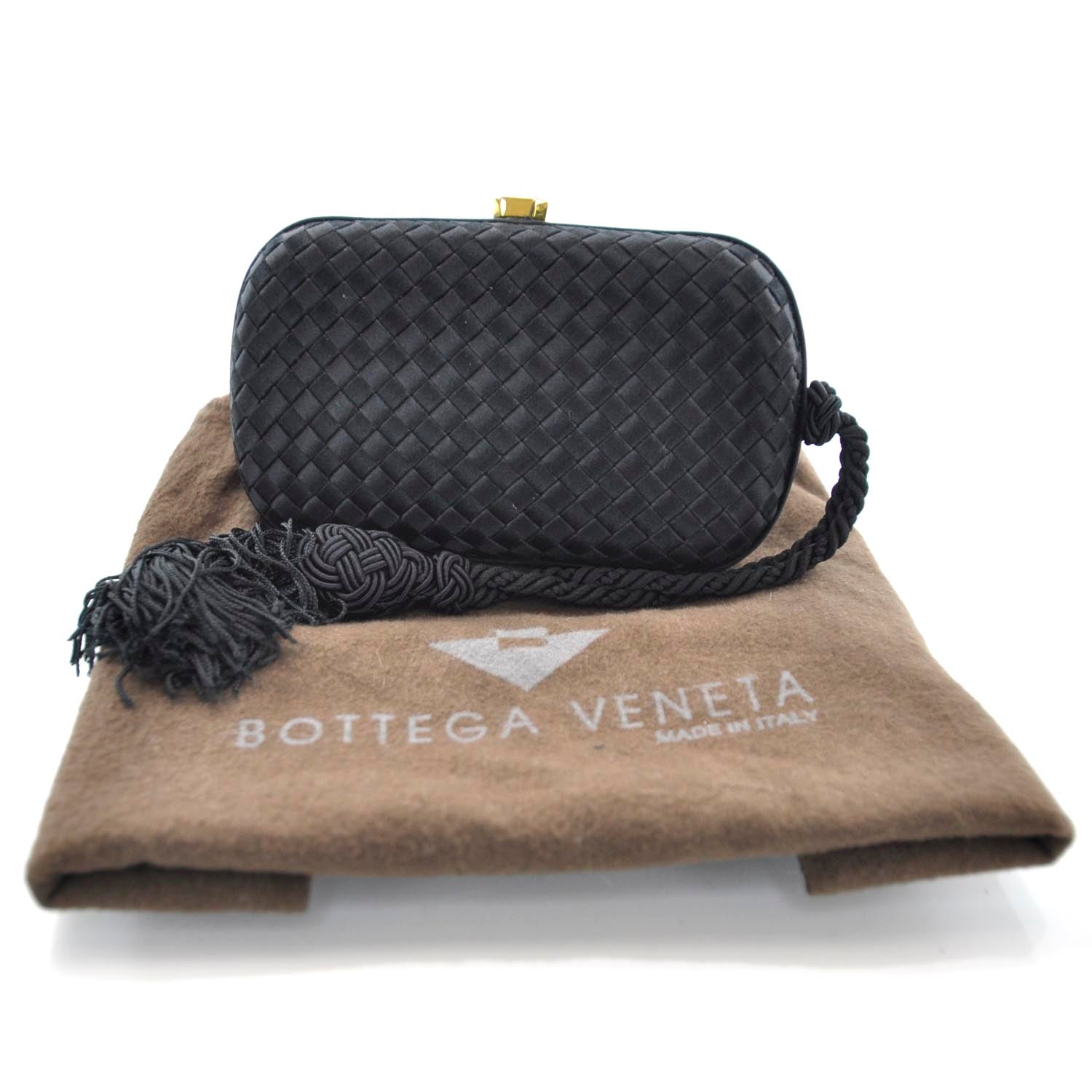 Bottega Veneta Silk Intrecciato Tassel Clutch Black 3 of 6