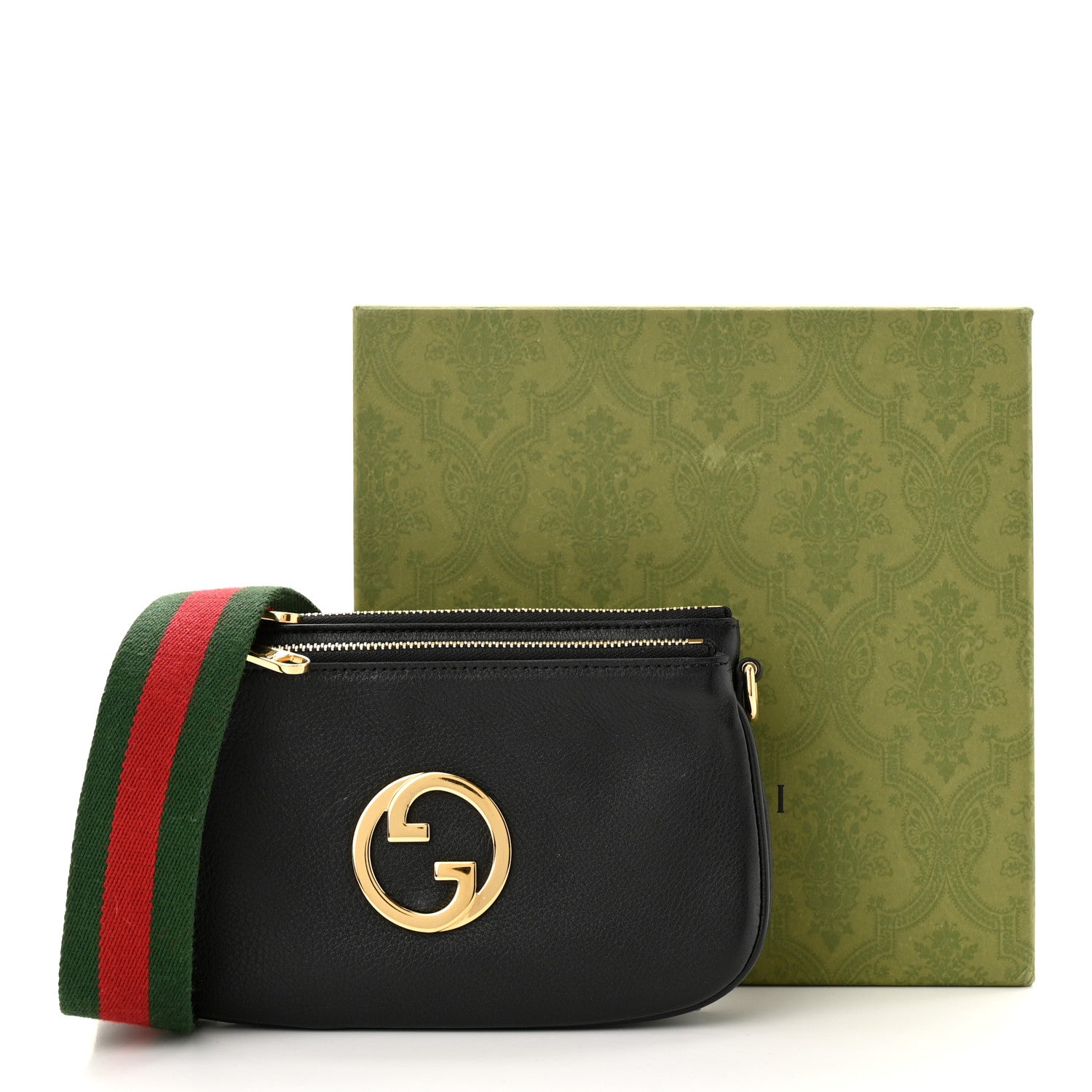 Gucci Roxy Calfskin Web Mini Blondie Crossbody Bag Black 12 of 12