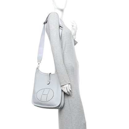 Hermes Taurillon Clemence Evelyne III GM Bleu Pale 2 of 11