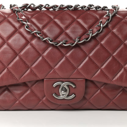 Chanel Lambskin Quilted Jumbo Single Flap Dark Red 8 of 12