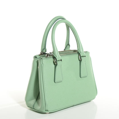 Prada Saffiano Lux Mini Galleria Double Zip Tote Acquamarina 3 of 10