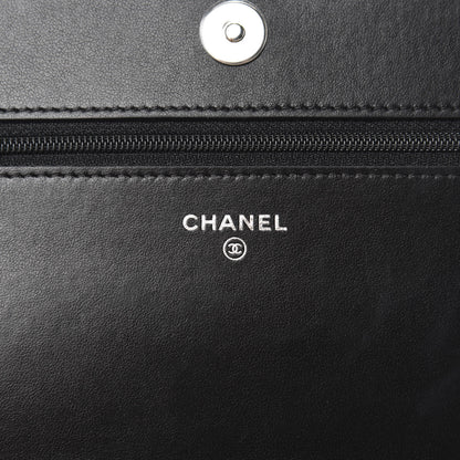 Chanel Caviar Camellia Embossed Wallet On Chain WOC Black 8 of 12