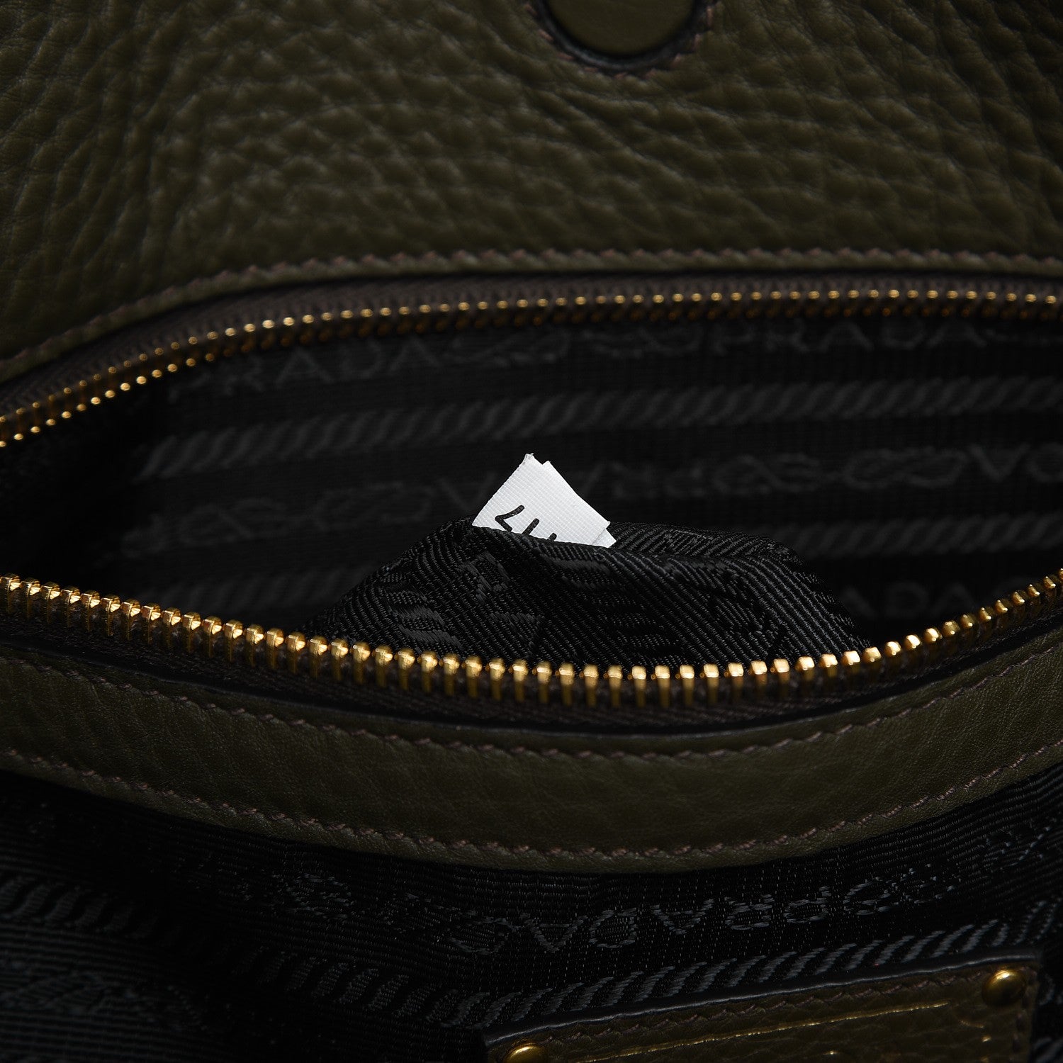 Prada Vitello Daino Logo Tote Dark Green 8 of 12