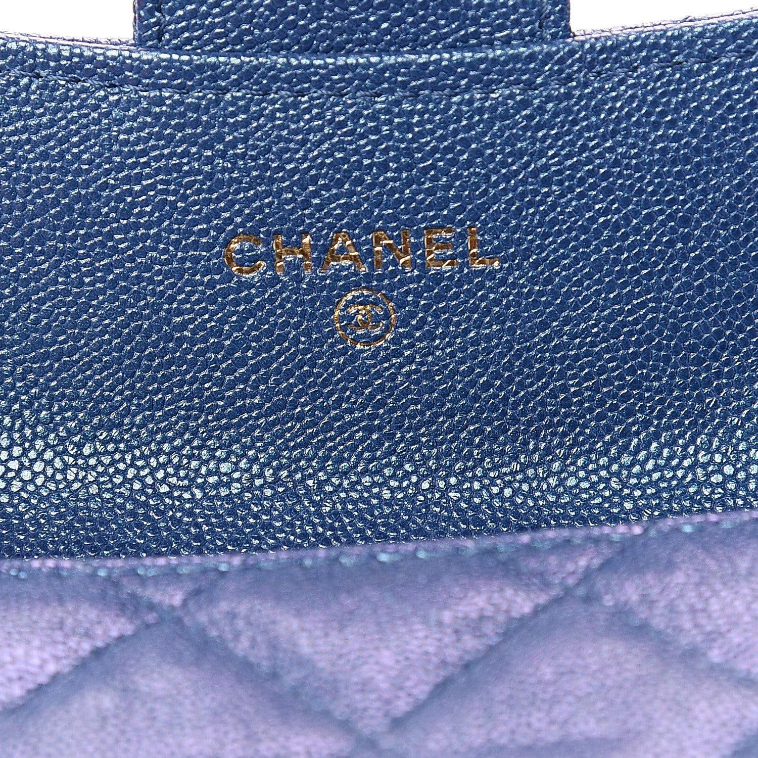 Chanel Iridescent Caviar Quilted Flap Card Holder Wallet Dark Blue 5 of 8