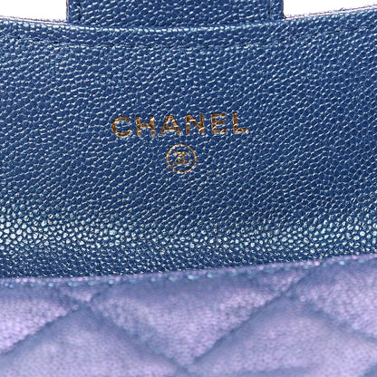 Chanel Iridescent Caviar Quilted Flap Card Holder Wallet Dark Blue 5 of 8
