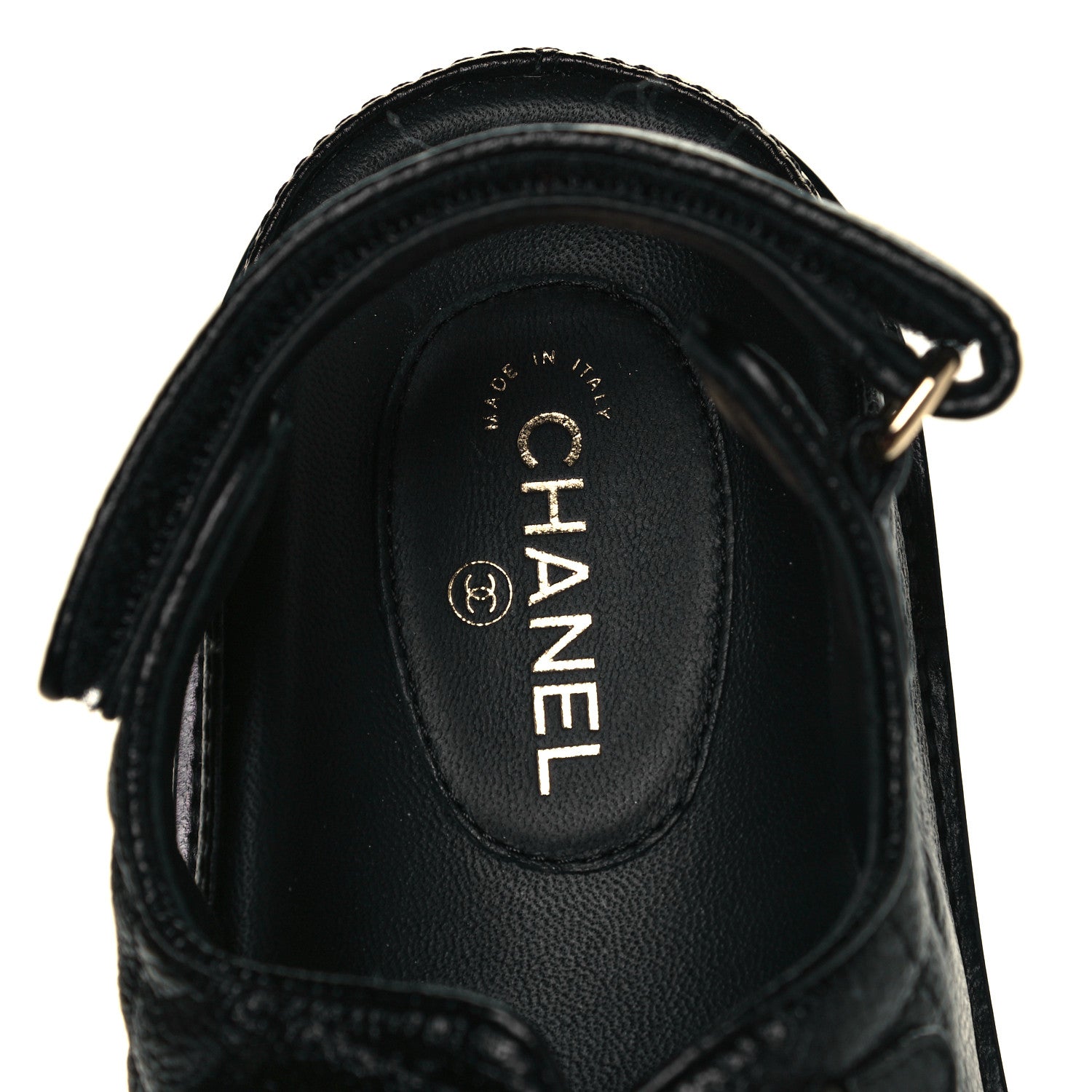Chanel Grained Calfskin Velcro Dad Sandals 36.5 Black 7 of 8