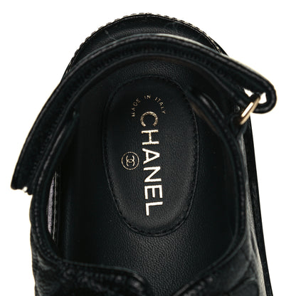 Chanel Grained Calfskin Velcro Dad Sandals 36.5 Black 7 of 8