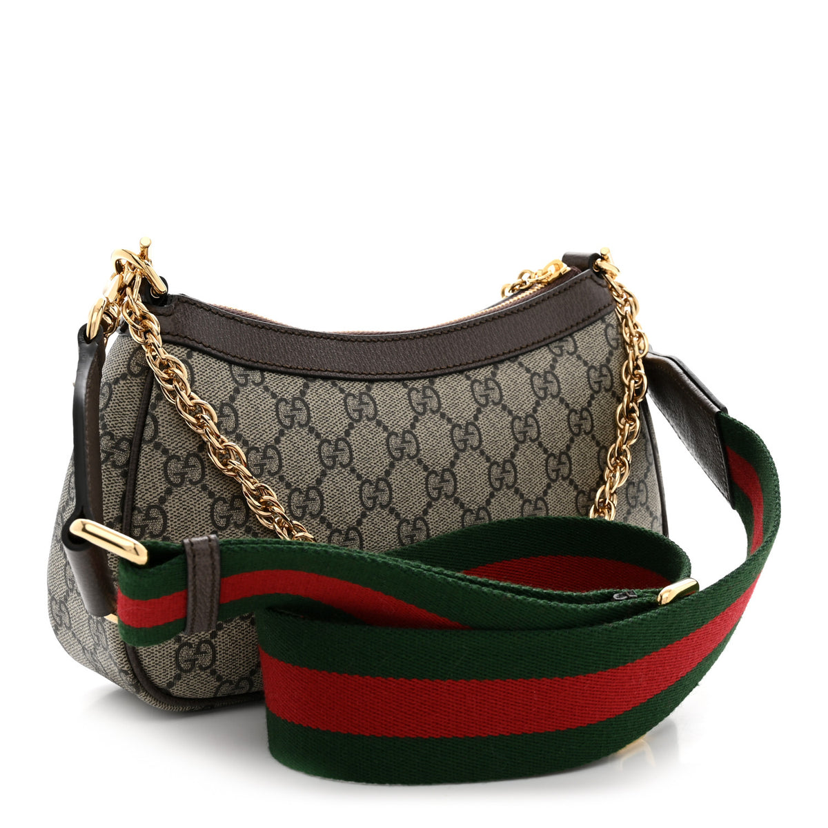 Gucci GG Supreme Monogram Textured Dollar Calfskin Web Small Ophidia GG Handbag Beige Ebony New Acero 3 of 10