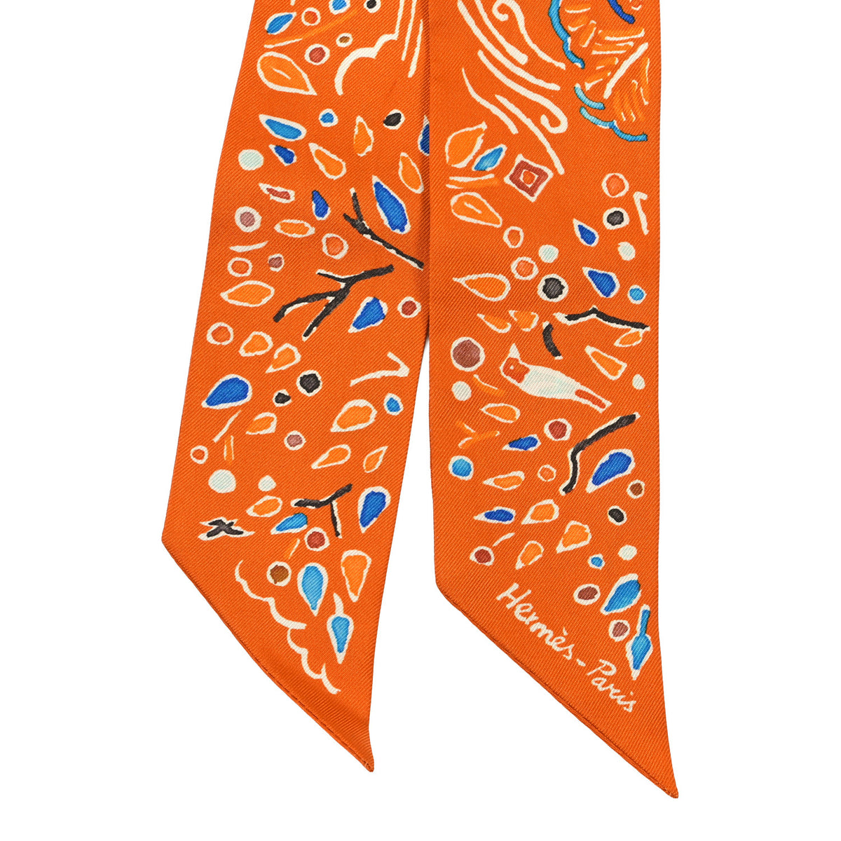 Hermes Silk Isola Di Primavera Twilly Potiron Bleu Tabac 2 of 3