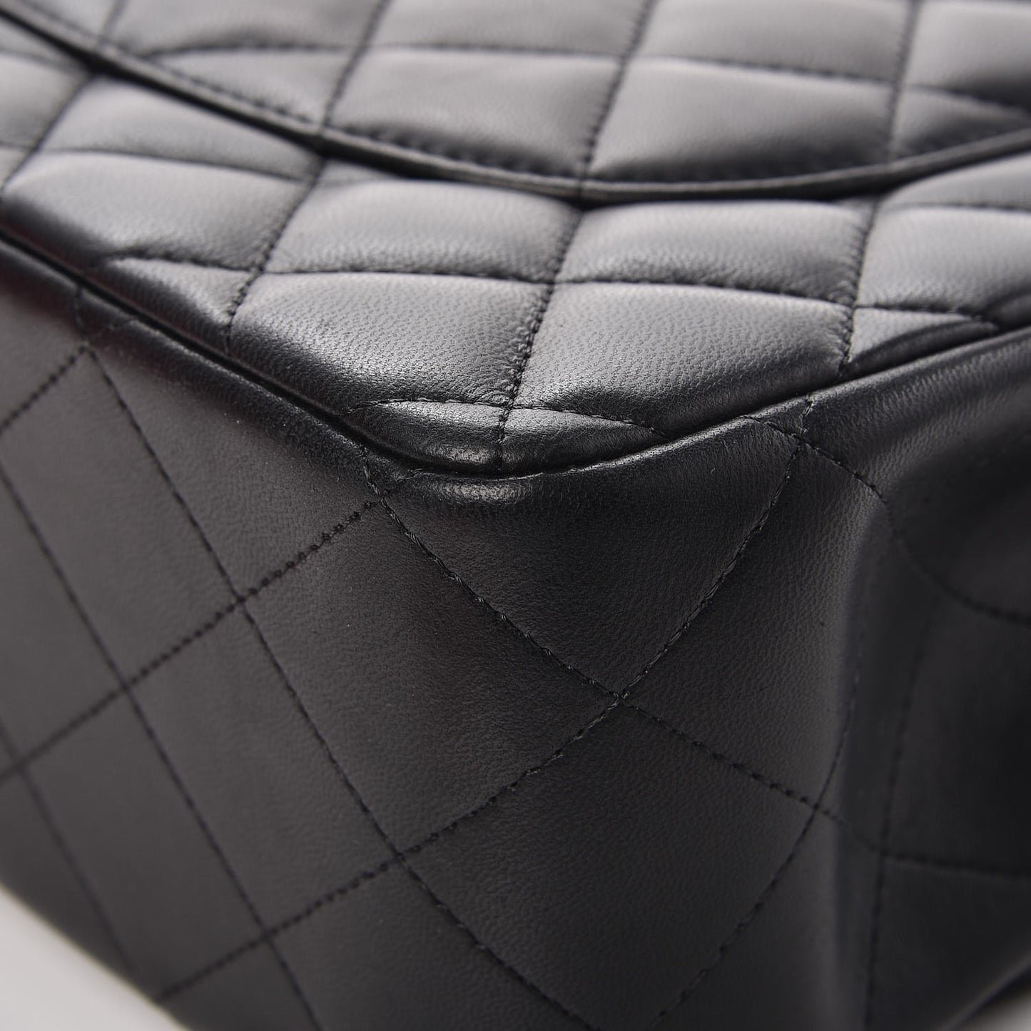 Lambskin Quilted Jumbo Double Flap Black