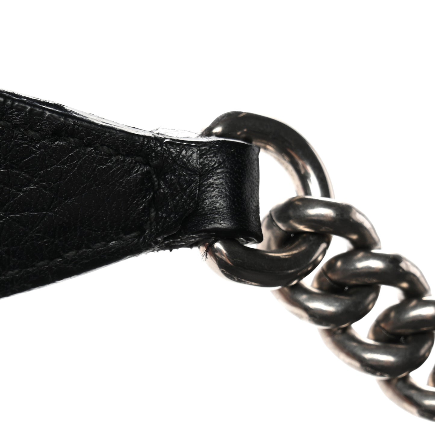 Pebbled Calfskin Studded Medium Soho Chain Shoulder Bag Black