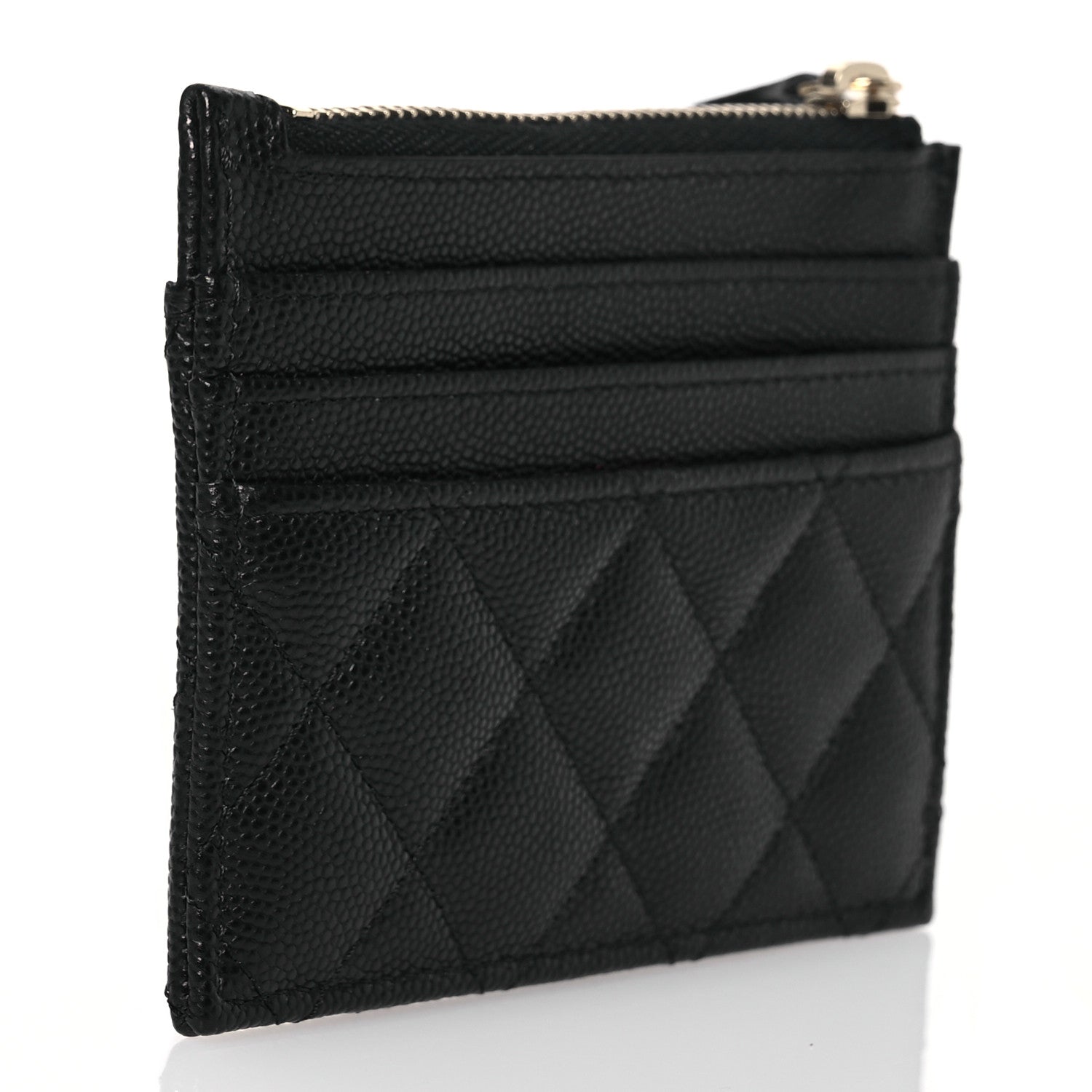 Chanel Caviar Quilted CC Logo Zip Card Holder Black 4 of 9
