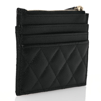 Chanel Caviar Quilted CC Logo Zip Card Holder Black 4 of 9