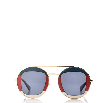 Gucci Round Frame Sylvie Web Sunglasses GG0105S Gold 2 of 9