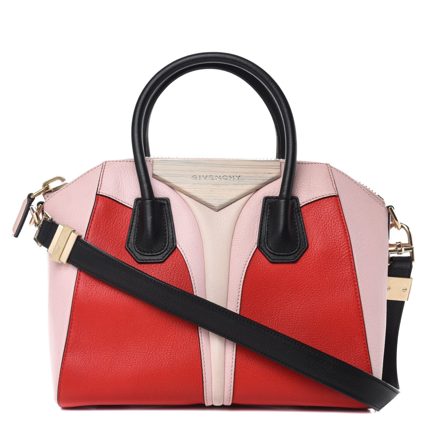 Givenchy Sugar Goatskin Small Tri-Color Antigona Red Pink Black 1 of 13