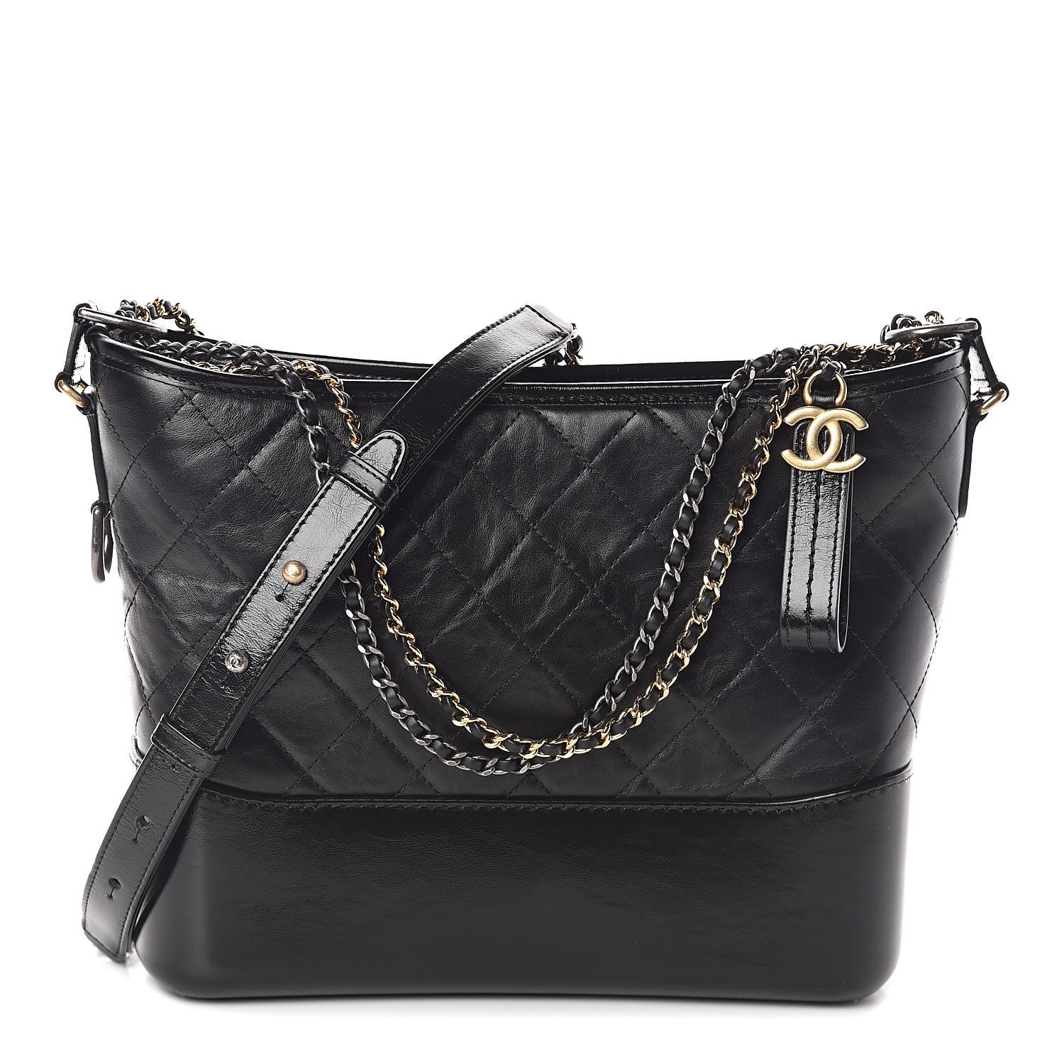 Chanel Aged Calfskin Quilted Medium Gabrielle Hobo Black 1 of 10