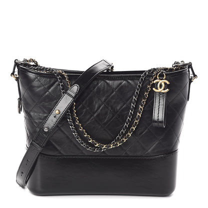 Chanel Aged Calfskin Quilted Medium Gabrielle Hobo Black 1 of 10