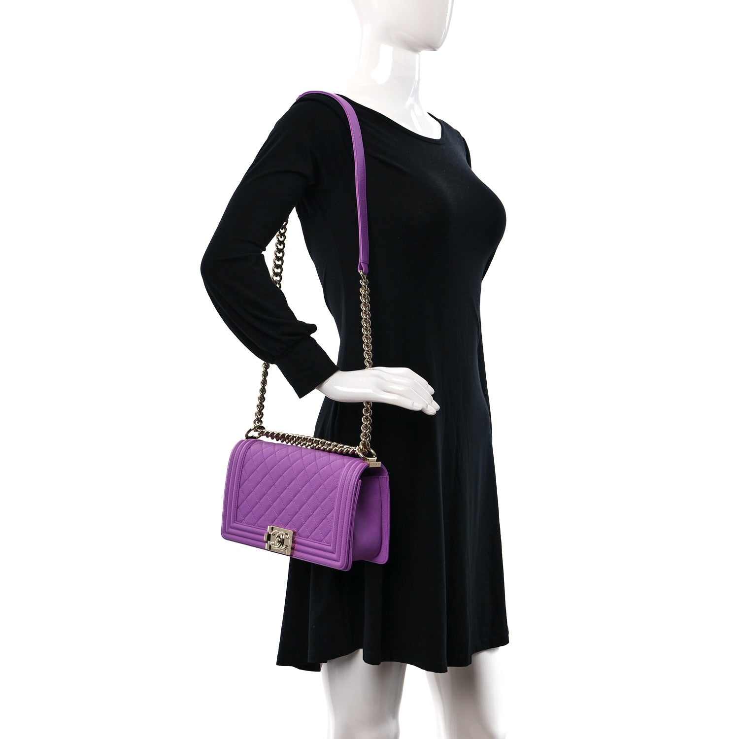Chanel Caviar Quilted Medium Boy Flap Purple 2 of 8