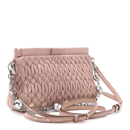 Miu Miu Nappa Matelasse Crystal Small Crossbody Bag Cammeo 3 of 14