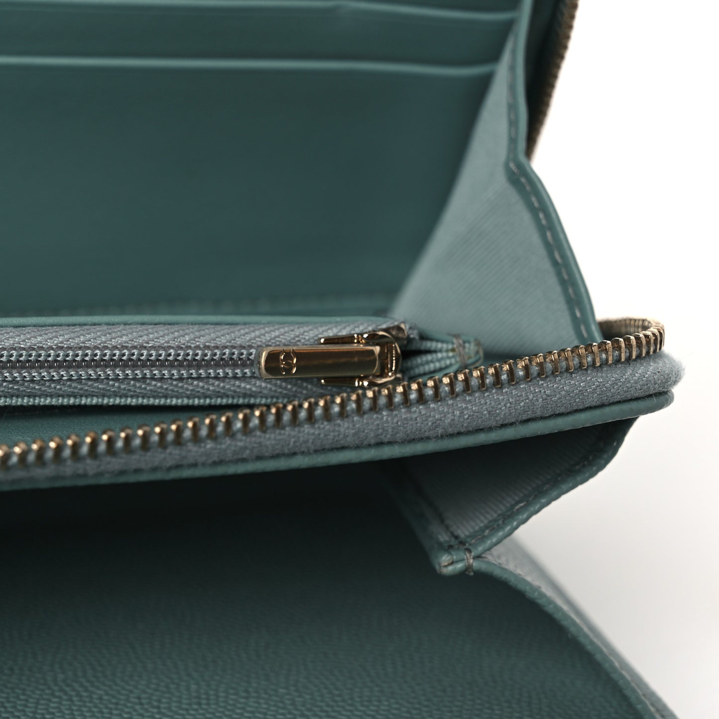 Caviar Quilted Phone Holder Wallet on Removable Chain Light Blue