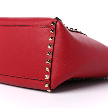 Valentino Garavani Vitello Rockstud Double Handle Tote Red 10 of 13