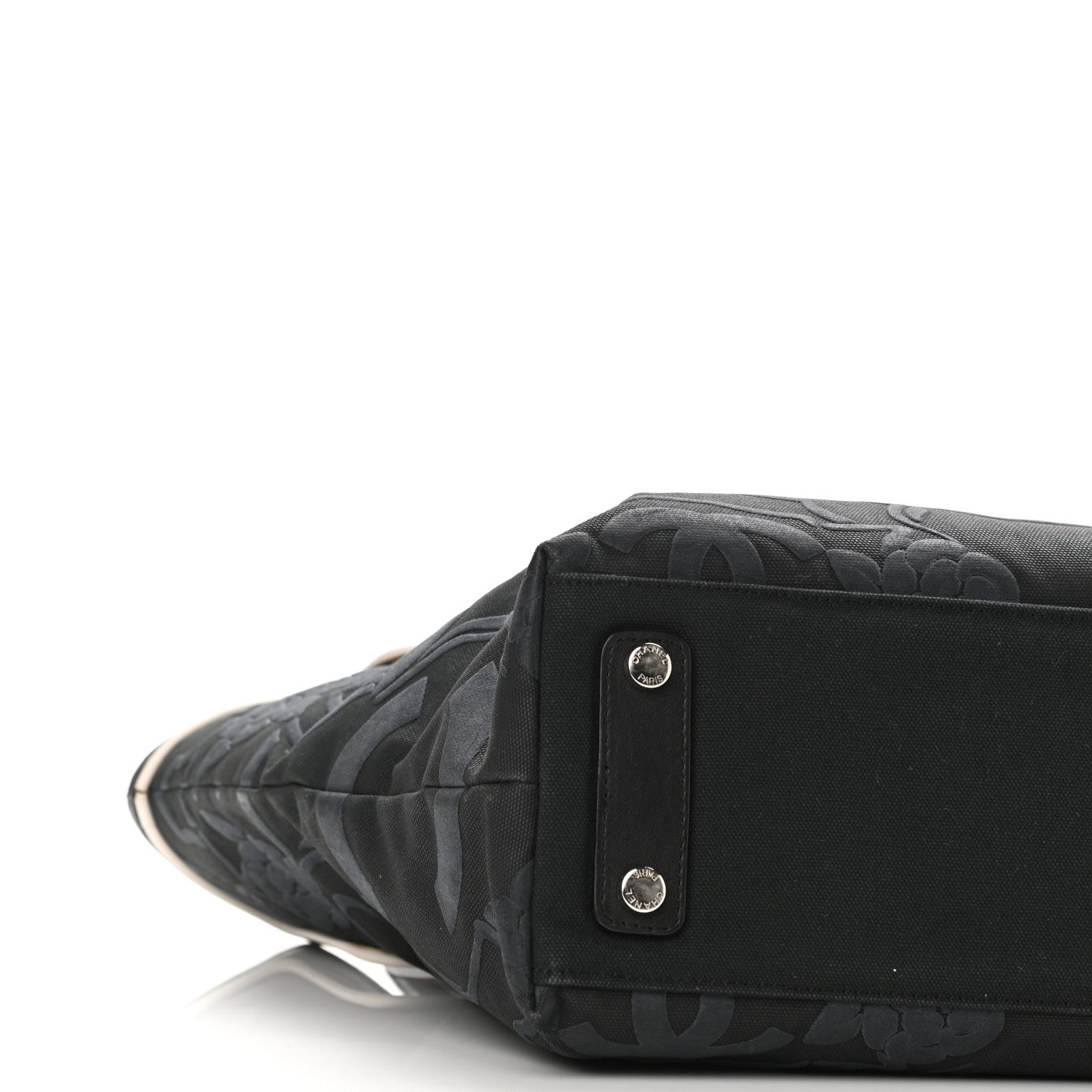 Chanel Canvas Camellia Embossed Tote Black 5 of 10