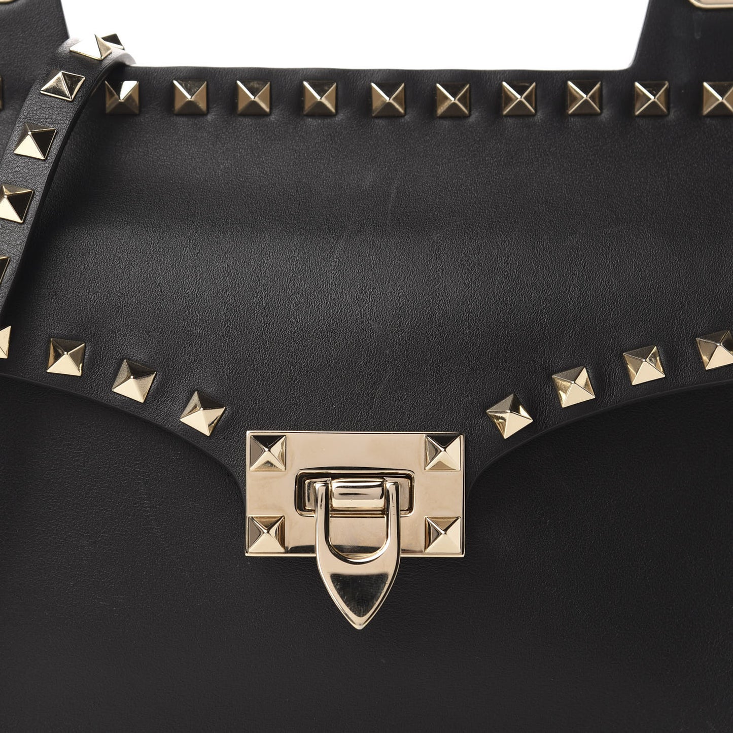 Calfskin Rockstud Crossbody Messenger Bag Black